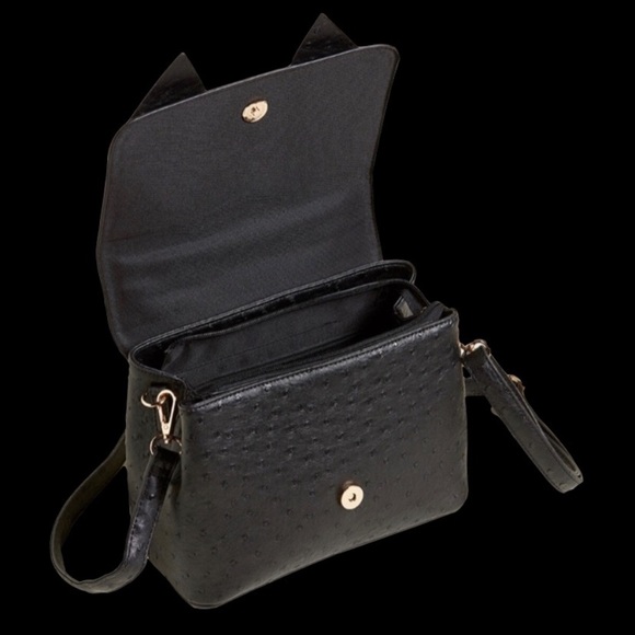 Crossi•Bold Bow Black Embossed Satchel - Picture 2 of 5
